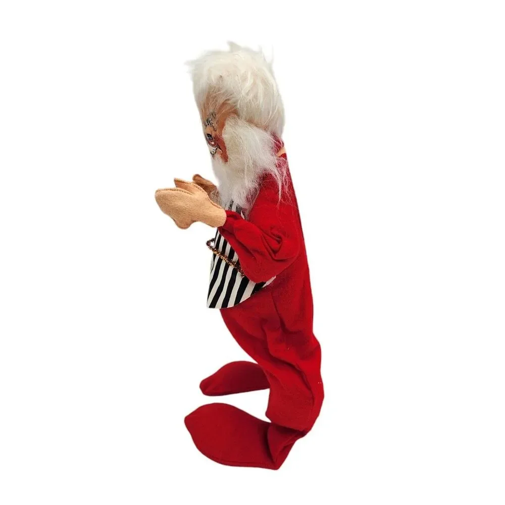 Vintage Annalee Mobilitee 18 Inch Christmas Santa Claus Figure Striped Vest